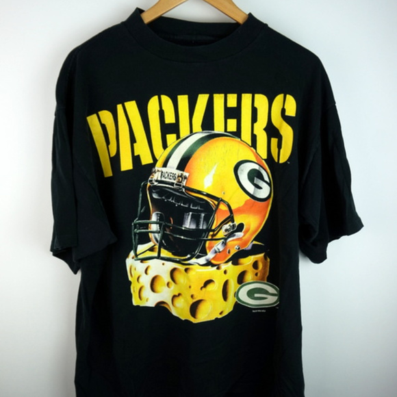 VTG Green Bay Packers Helmet Cheesehead T-Shirt - Picture 1 of 3
